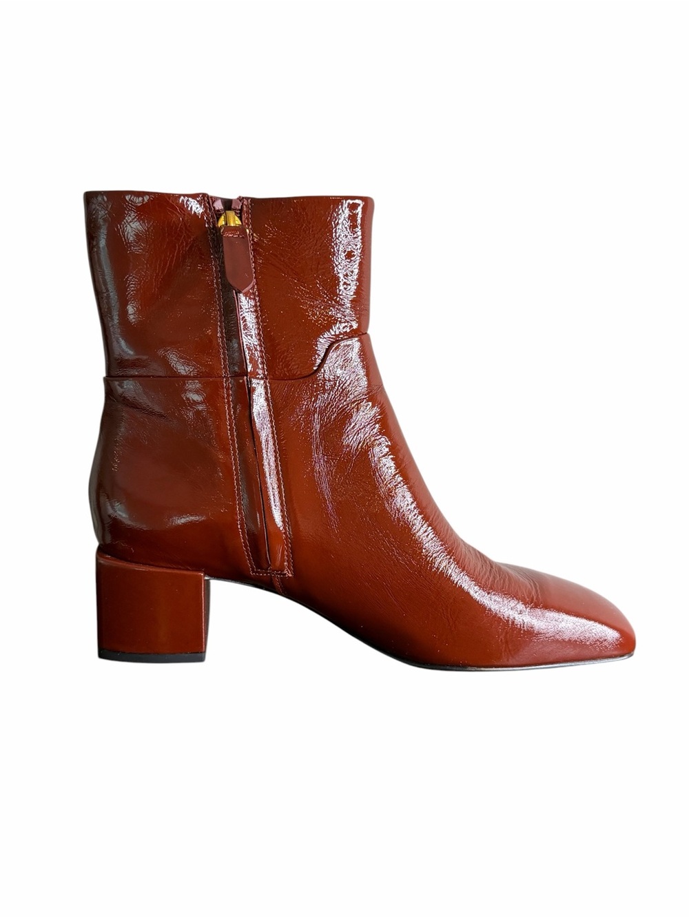 Franco Sarto Flexa Fabiene Cognac Patent Leather Ankle Boots 7.5W